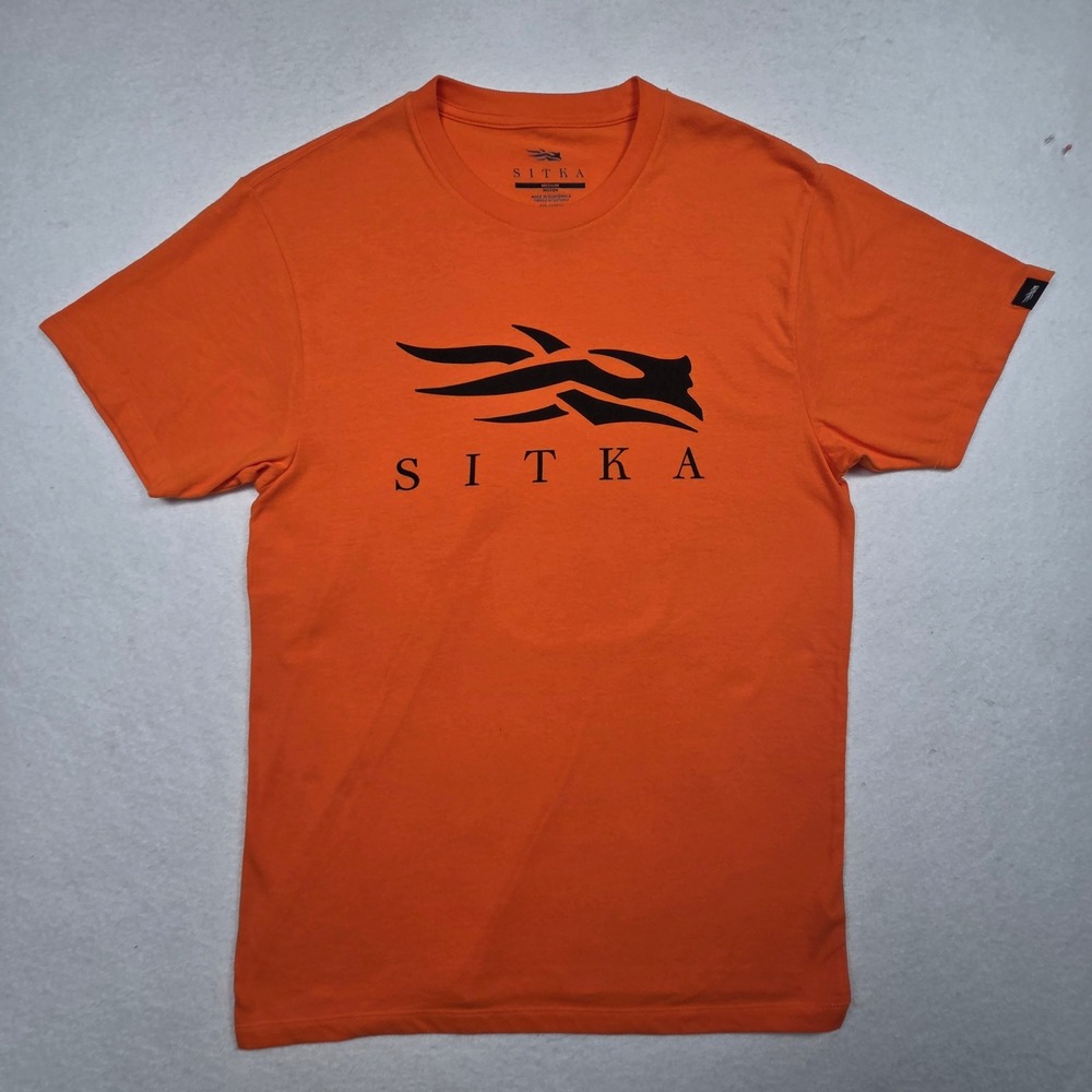 Sitka T-Shirt Mens Medium Orange Graphic Logo Short Sleeve Hunting Tee